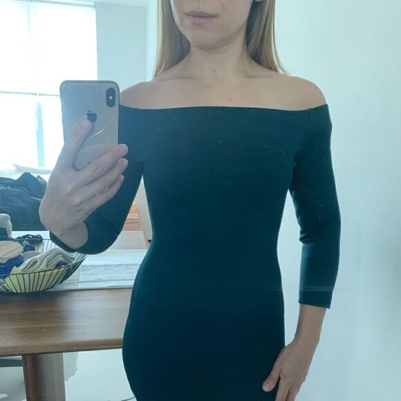 NWT BODYCON OFF SHOULDER DARK TEAL DRESS - Picture 4 of 6